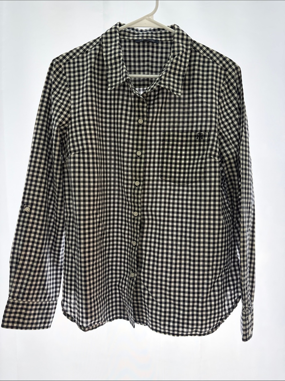 Tommy Hilfiger Black and White Gingham Button-Down Shirt